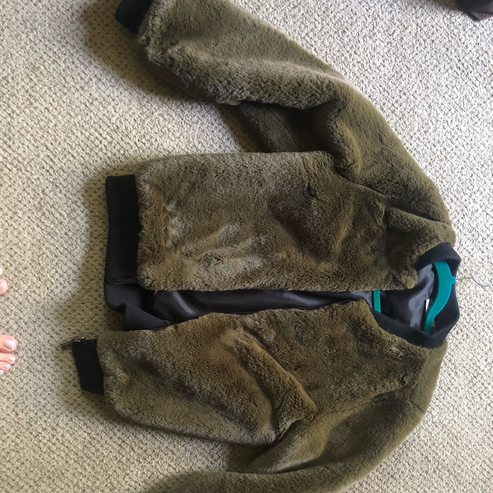 Zoe Brand Green Fur Bomber Jacket